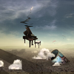 Piano and Can in Desert