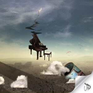 Piano and Can in Desert Photo Print